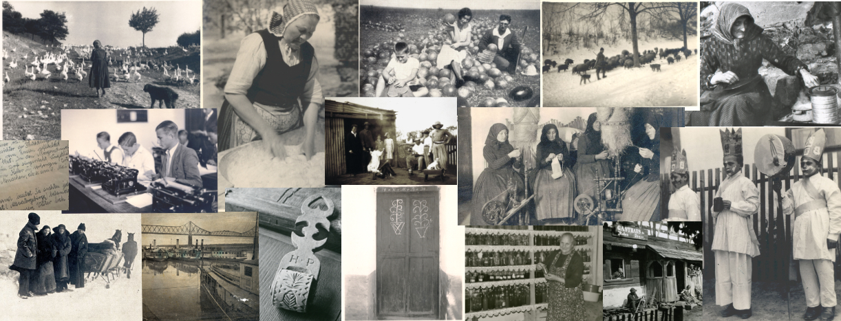 Collage aus mehreren historischen schwarzweis Fotografien